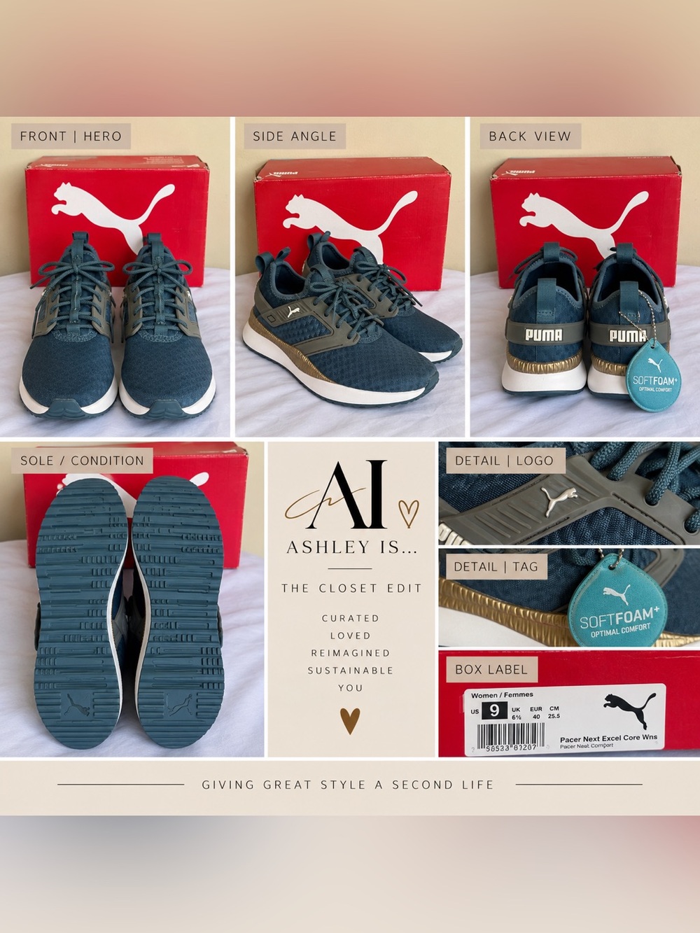 Puma Women’s Teal & Gold Running Sneakers